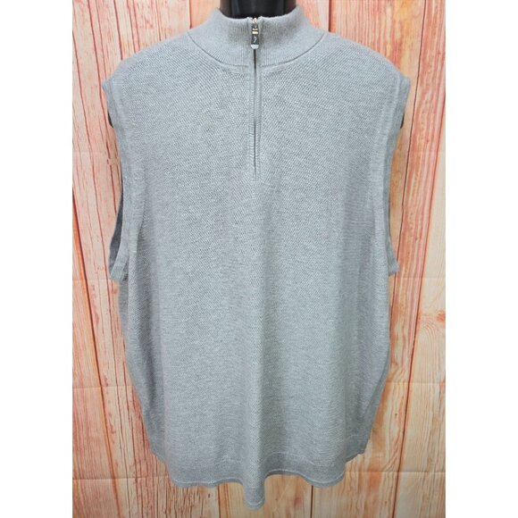Tommy Bahama IslandZone Sweater Vest XXL Sleeveless Pullover Gray Quarter-Zip - Picture 1 of 7